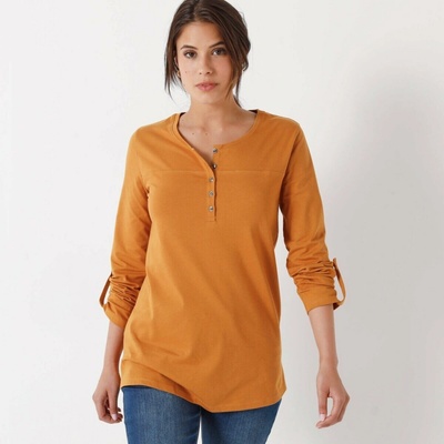 Blancheporte Jednofarebná tunika s gombíkovou légou šafranová