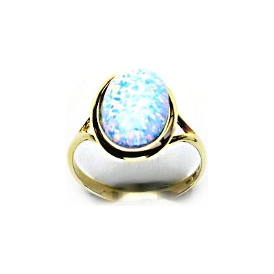 Čištín zlatý syntetický světle modrý opál žluté zlato T 1454