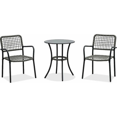 Autronic Balkónová súprava 1 + 2 Caffo, stôl 60 x 60 antracit
