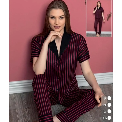 Луксозна дамска пижама в черно и червено