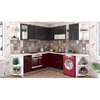 Кухненски комплект Лукс 7 МДФ гланц бордо и МДФ гланц антрацит