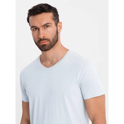 Ombre Clothing Мъжка класическа памучна тениска BASIC с деколте - светлосива Ombre Clothing | Siv | МЪЖЕ | S