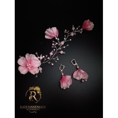 Radi handmade Увивен аксесоар за коса с розови цветя (548)