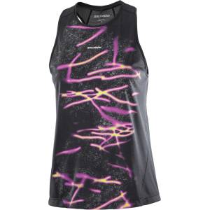 Salomon Дамски потник с широка презрамка Salomon Women's SHKout Core Tank GFX Tank top - Deep Black (916-5916-0112)