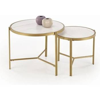 ЕВРОМАР Комплект холни масички fatima бял мрамор/златно (100.002.0317)