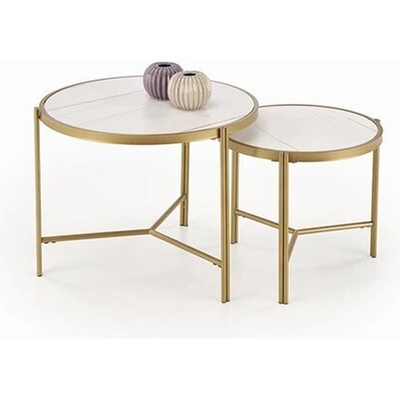 ЕВРОМАР Комплект холни масички fatima бял мрамор/златно (100.002.0317)