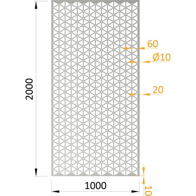 Dierovaný plech 1000 x 2000 x 1,5 mm, sieťový vzor, pozink