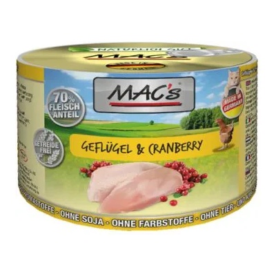 MAC's Dog Adult Chicken - Пълноценна консервирана храна за израснали кучета, без зърно, с пилешко месо и боровинка, 4 броя х 200 гр