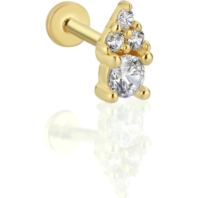 Lillian Vassago Zlatý piercing labreta zdobená zirkony LLV92-GPI106LB