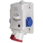 SCAME Промишлен комбиниран контакт 3P+Е 32A+2х шуко и ключ 0/I IP54 серия Optima Combi - 513.3256-2DFS (513.3256-2DFS)