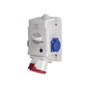 SCAME Промишлен комбиниран контакт 3P+Е 32A+2х шуко и ключ 0/I IP54 серия Optima Combi - 513.3256-2DFS (513.3256-2DFS)