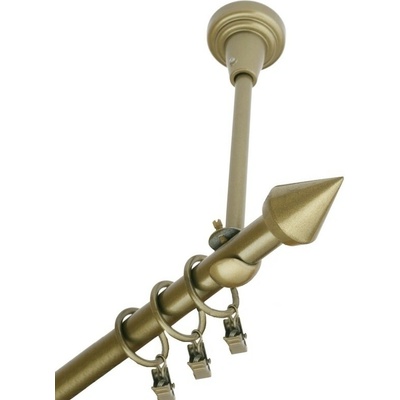 OK-GarnýžeCZ Garnýž kovová jednořadá 16mm Hrot zlatá antik 350 cm do stropu / kroužky s žabkou