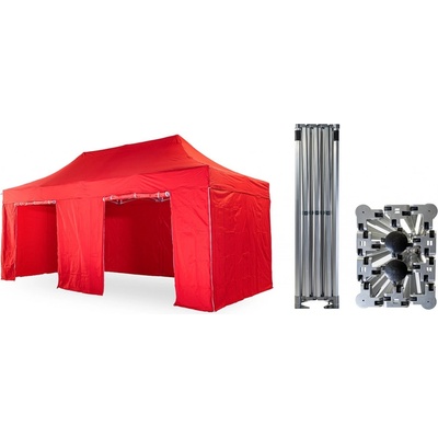 TENTino BIG HEXAGON Nůžkový párty stan 4x6 m /4 nohy 17A - ANTRACIT