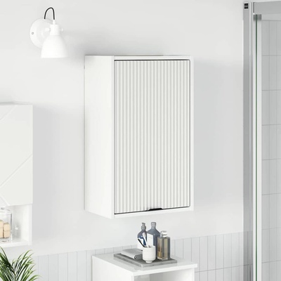 vidaXL Шкаф за баня Монтиране на стена Лъскаво бяло 39 x 23, 5 x 65 см (883388)
