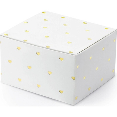 Partydeco krabička 60x35x55mm bílá se srdíčky