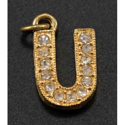 Štrasový prívesok - písmeno U - 2,1 cm x 1,5 cm