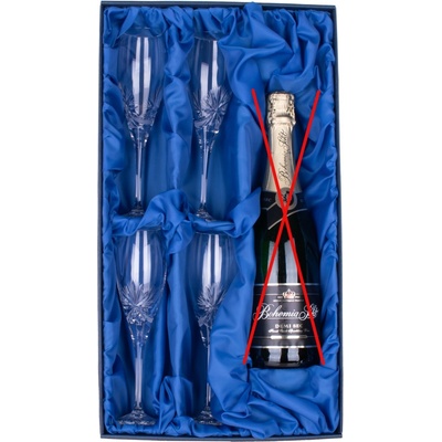 ONTE CRYSTAL Sada na sekt se skleničkami Mašle Sampus broušené skleničky 4 x 150 ml