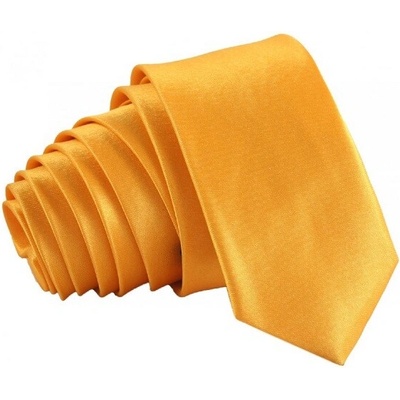 Lesklá úzká kravata žluto-oranžová