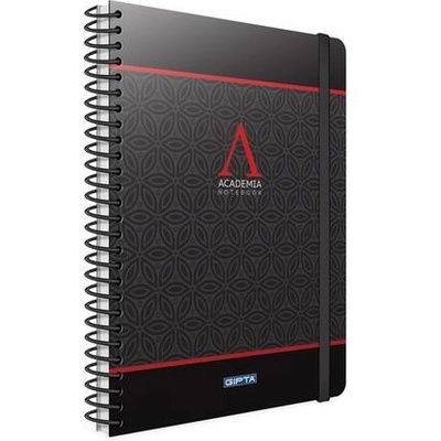 GIPTA Academia Тетрадка, А4, бяла, широки редове, микроперфорация, твърда корица, със спирала, 120 листа (3773)