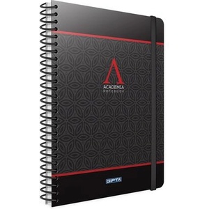 GIPTA Academia Тетрадка, А4, бяла, широки редове, микроперфорация, твърда корица, със спирала, 120 листа (3773)