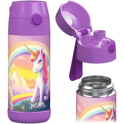 Jarlson Mali dětská nerezová termoláhev na pití Unicorn 350 ml fialová