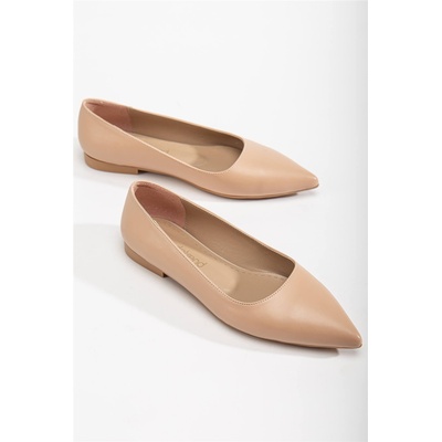 Moda Trend Дамски кожени балерини - Бежови #365888 (365888_Бежов)