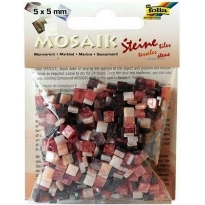 Folia Mozaikové kamienky mramorové, 5 x 5 mm červená