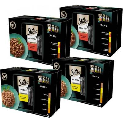 SHEBA mokré krmivo pro kočky v želé a omáčce Mix chutí 48 x 85 g