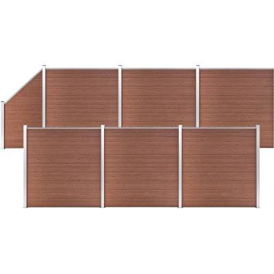 vidaXL Plotová sada WPC 6 čtvercových + 1 šikmý díl 1138x186 cm hnědá
