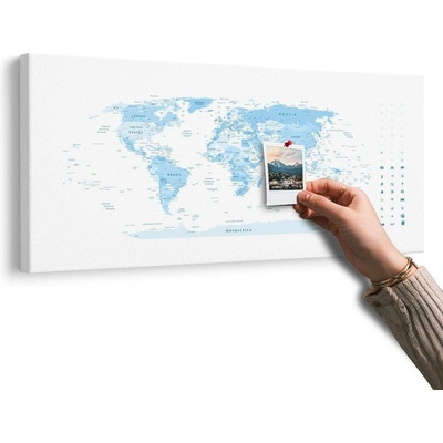 Obraz na korku detailní mapa světa v modré barvě - 100x50 arrow