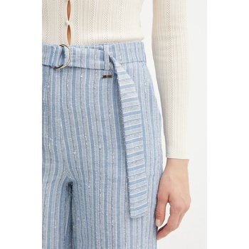 Fracomina Панталон с лен Fracomina в синьо с широка каройка, с висока талия FS25SV3008W402Q6 (FS25SV3008W402Q6)