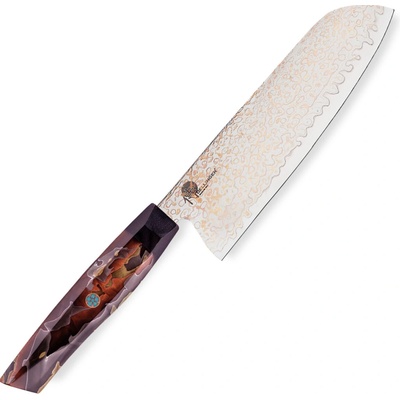 Dellinger Kuchyňský nůž Santoku 180 mm Resin Mash Gold Damascus