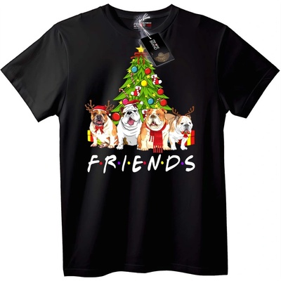 Тениска FRIENDS Коледни Булдози - 7XL, Black