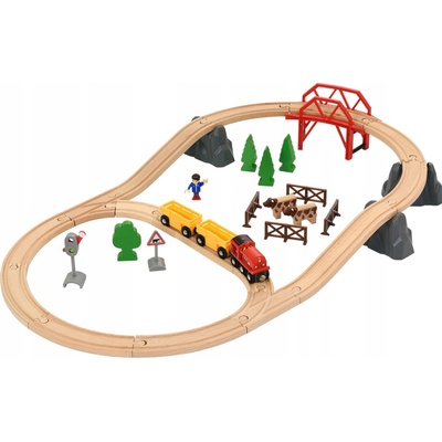 Brio Dřevěná vláčkodráha vícebarevná s kolejemi pro děti 3+