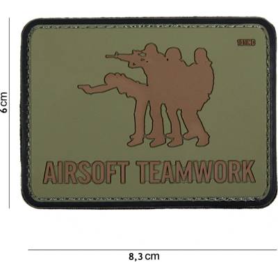 Gumová nášivka 101 Inc nápis Airsoft Teamwork - olivová