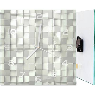 žiadna značka Klasické quartzové hodiny na batérie, geometrické pozadie 30x30 cm