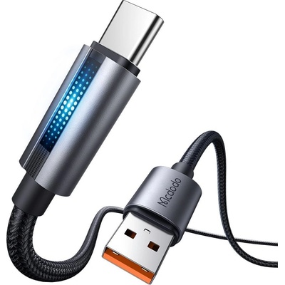 Mcdodo Кабел за данни - Mcdodo (CA-5180) - с дишаща светлина, USB-A → USB-C, 100W, 6A, 1.2m - Черен