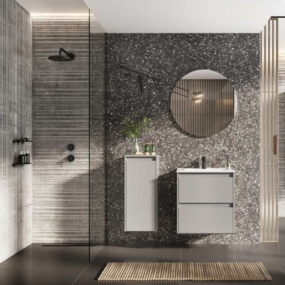 Roca МЕБЕЛ ЗА БАНЯ CORAL UNIK FLAT PACK A851924530 600x456 2 ЧЕКМЕДЖЕТА MDF СИВ MAT НЕСГЛОБЕН (A851924530)