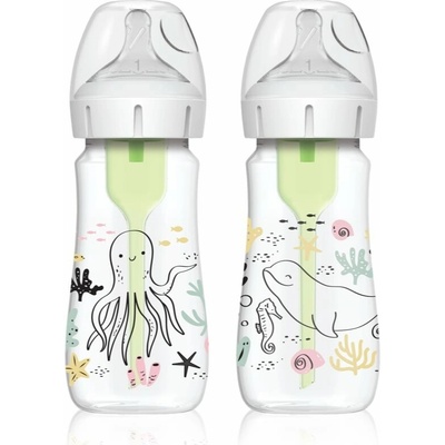 Dr. Brown's kojenecká antikoliková láhev Oceán Options+ WideNeck 270ml 2 ks WB92028