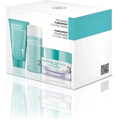 Germaine de Capuccini Purexpert 1-2-3 Oily Skin ový krém pre mastnou pleť 50 ml + pena pre mastnou pleť 30 ml + Fluid pre mastnou pleť 30 ml darčeková sada