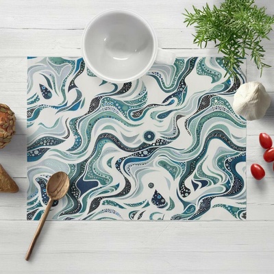 Biante Bavlněné prostírání Sandra SA-587 Modro-zelené designové vlnky na mintovém 35x45 cm