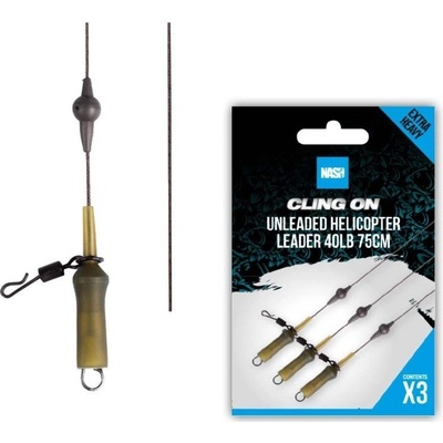 Nash Montáž Cling On Unleaded Helicopter Leader 75 cm 40 lb 3 ks