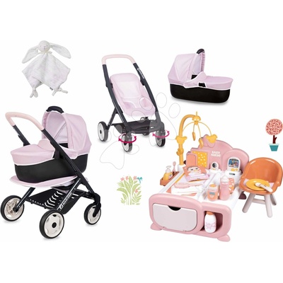 Smoby Set trojkombinácia s bábikou v domčeku Puschair Pink Maxi Cosi&Quinny elektronický s dennou a nočnou zónou
