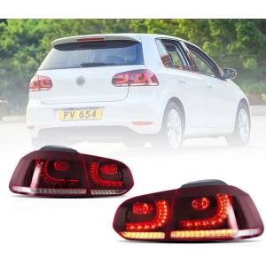  Диодни стопове за VW GOLF 6 (2008-2014) GTI / R look с бягащ мигач - червени