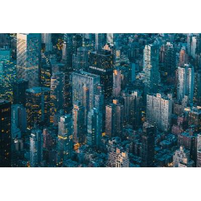 Plagát, Obraz - Aerial view of New York City skyline at night, © Marco Bottigelli, 40 × 26.7 cm