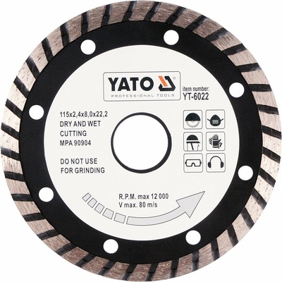 YATO Kotouč diamantový 115 x 22,2 x 2,4 mm turbo YT-6022
