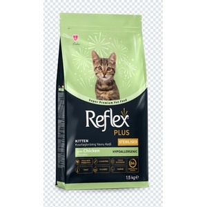 Lider Pet Food REFLEX+ KITTEN CHICKEN STERILISED 1.5 kg - Пълноценна храна за кастрирани подрастващи котки от всички породи с пилешко месо 1.5 кг