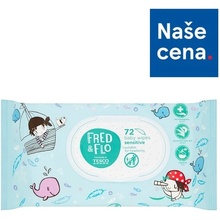 Tesco Fred & Flo dětské čisticí ubrousky pro citlivou pokožku neparfémované 72 ks