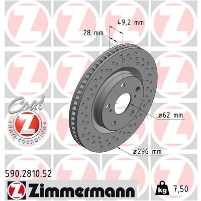 Brzdový kotúč ZIMMERMANN 590.2810.52 (590281052)