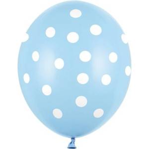 Party Deco Латексови Балони Пастел Бебешко Синьо на Точки 30см (sb14p-223-011w)